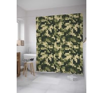 Штора (занавеска) для ванной JoyArty "Камуфляжный пиксель" из сатена, 180х200 см с крючками, sc_34609