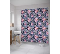 Штора (занавеска) для ванной JoyArty "Розы на камуфляже" из сатена, 180х200 см с крючками, sc_34616