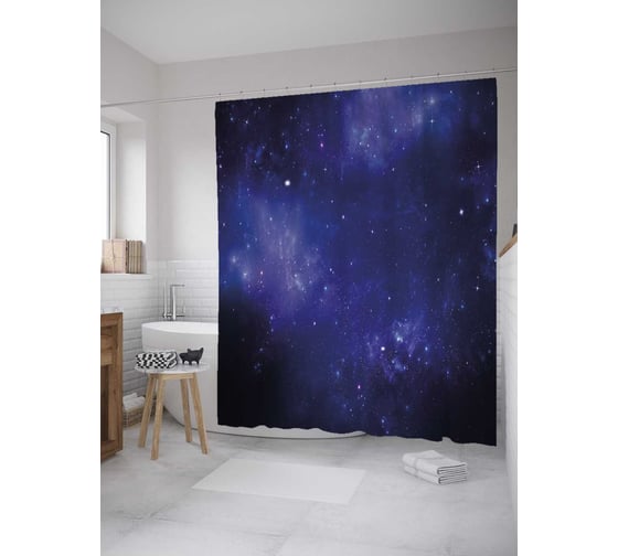 Штора (занавеска) для ванной JoyArty из сатена, 180х200 см с крючками sc_35362