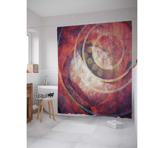 Штора (занавеска) для ванной JoyArty из сатена, 180х200 см с крючками sc_36656