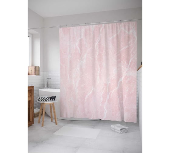 Штора (занавеска) для ванной JoyArty из сатена, 180х200 см с крючками sc_37016 1