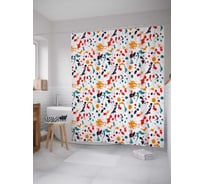 Штора (занавеска) для ванной JoyArty "Разноцветные кляксы" из сатена, 180х200 см с крючками, sc_32383