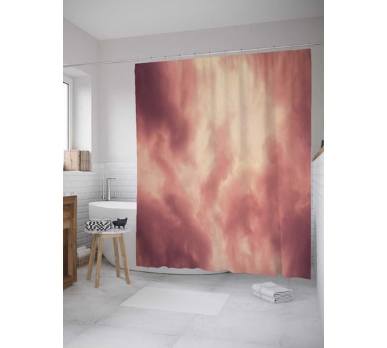 Штора (занавеска) для ванной JoyArty из сатена, 180х200 см с крючками sc_35314 1