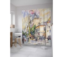 Штора (занавеска) для ванной JoyArty "Улочки старого города" из сатена, 180х200 см с крючками, sc_32865