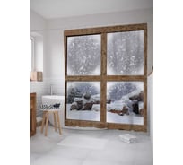 Штора (занавеска) для ванной JoyArty "Зимний уют" из сатена, 180х200 см с крючками, sc_3368