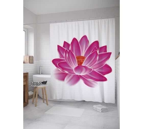 Штора (занавеска) для ванной JoyArty из сатена, 180х200 см с крючками sc_35486