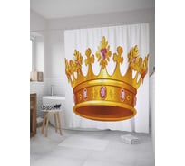 Штора (занавеска) для ванной JoyArty "Золотая корона" из сатена, 180х200 см с крючками, sc_33607