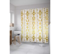 Штора (занавеска) для ванной JoyArty "Золотой орнамент" из сатена, 180х200 см с крючками, sc_33795