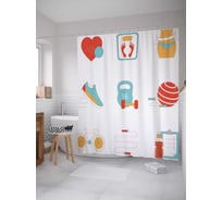 Штора (занавеска) для ванной JoyArty из сатена, 180х200 см с крючками sc_36982