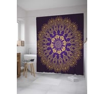 Штора (занавеска) для ванной JoyArty "Золотой эскиз цветка" из сатена, 180х200 см с крючками, sc_33830