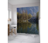 Штора (занавеска) для ванной JoyArty "Горное озеро" из сатена, 180х200 см с крючками, sc_32850