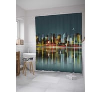 Штора (занавеска) для ванной JoyArty "Иллюстрация ночных огней города" из сатена, 180х200 см с крючками, sc_32341