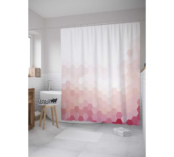 Штора (занавеска) для ванной JoyArty из сатена, 180х200 см с крючками sc_35526 1