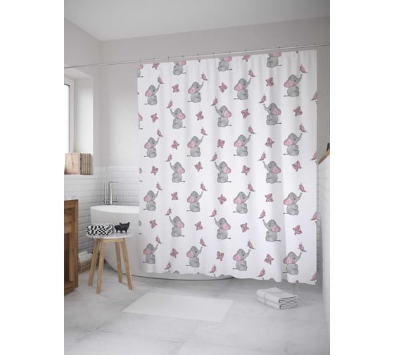 Штора (занавеска) для ванной JoyArty из сатена, 180х200 см с крючками sc_36187