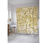 Штора (занавеска) для ванной JoyArty "Золотистая россыпь" из сатена, 180х200 см с крючками, sc_33798
