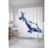 Штора (занавеска) для ванной JoyArty "Кит ныряет" из сатена, 180х200 см с крючками, sc_33568