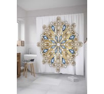 Штора (занавеска) для ванной JoyArty "Брошь Снежинка" из сатена, 180х200 см с крючками, sc_33861