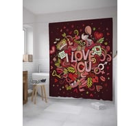 Штора (занавеска) для ванной JoyArty "Любовь в цветах" из сатена, 180х200 см с крючками, sc_34053