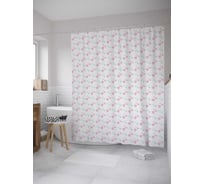 Штора (занавеска) для ванной JoyArty "Сердечки на полотне" из сатена, 180х200 см с крючками, sc_34064