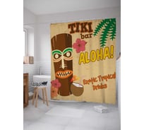 Штора (занавеска) для ванной JoyArty "Напитки тики-бара" из сатена, 180х200 см с крючками, sc_37743