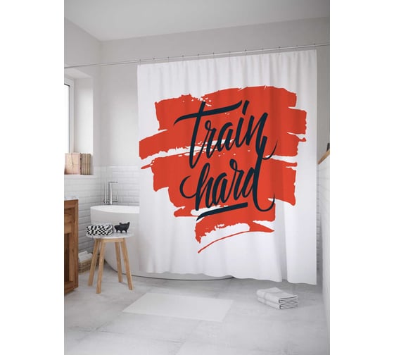 Штора (занавеска) для ванной JoyArty из сатена, 180х200 см с крючками sc_36905 1