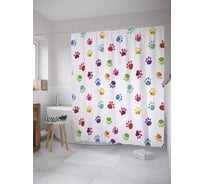 Штора (занавеска) для ванной JoyArty "Разноцветные следы" из сатена, 180х200 см с крючками, sc_32318