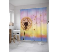 Штора (занавеска) для ванной JoyArty "Свобода для одуванчика" из сатена, 180х200 см с крючками, sc_34024