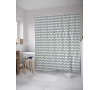 Штора (занавеска) для ванной JoyArty "Тонкие и толстые волны" из сатена, 180х200 см с крючками, sc_31798