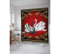 Штора (занавеска) для ванной JoyArty "Два лебедя" из сатена, 180х200 см с крючками, sc_37337