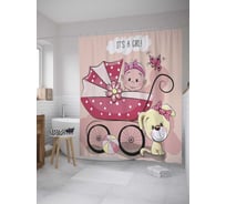 Штора (занавеска) для ванной JoyArty из сатена, 180х200 см с крючками sc_35092