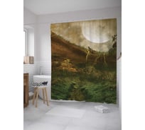 Штора (занавеска) для ванной JoyArty "Большое полнолуние" из сатена, 180х200 см с крючками, sc_32887