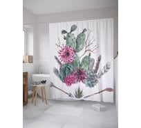 Штора (занавеска) для ванной JoyArty из сатена, 180х200 см с крючками sc_36161