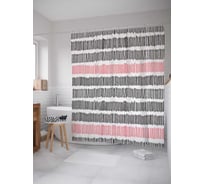 Штора (занавеска) для ванной JoyArty "Штрихи полосами" из сатена, 180х200 см с крючками, sc_37371