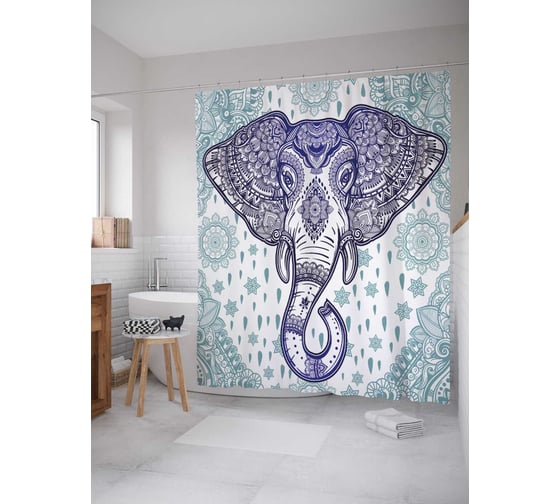 Штора (занавеска) для ванной JoyArty из сатена, 180х200 см с крючками sc_35385 1