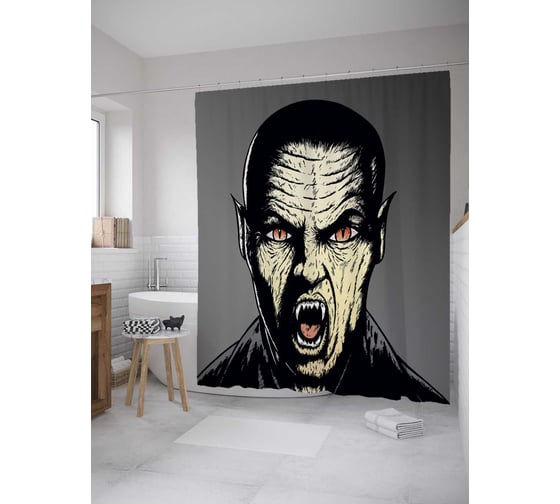 Штора (занавеска) для ванной JoyArty из сатена, 180х200 см с крючками sc_35702