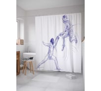 Штора (занавеска) для ванной JoyArty "Бой на шпагах" из сатена, 180х200 см с крючками, sc_37336