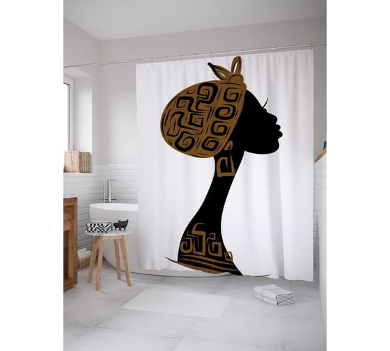 Штора (занавеска) для ванной JoyArty из сатена, 180х200 см с крючками sc_36776