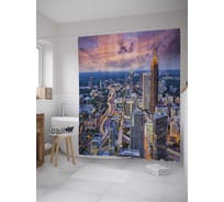 Штора (занавеска) для ванной JoyArty "Атланта сити" из сатена, 180х200 см с крючками, sc_32889