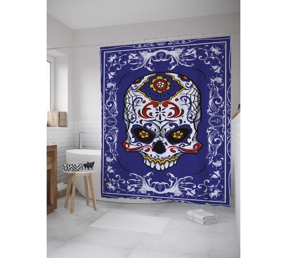 Штора (занавеска) для ванной JoyArty из сатена, 180х200 см с крючками sc_35931