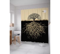 Штора (занавеска) для ванной JoyArty "Безграничные корни" из сатена, 180х200 см с крючками, sc_3396