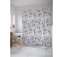 Штора (занавеска) для ванной JoyArty "Нагромождение роз" из сатена, 180х200 см с крючками, sc_53458