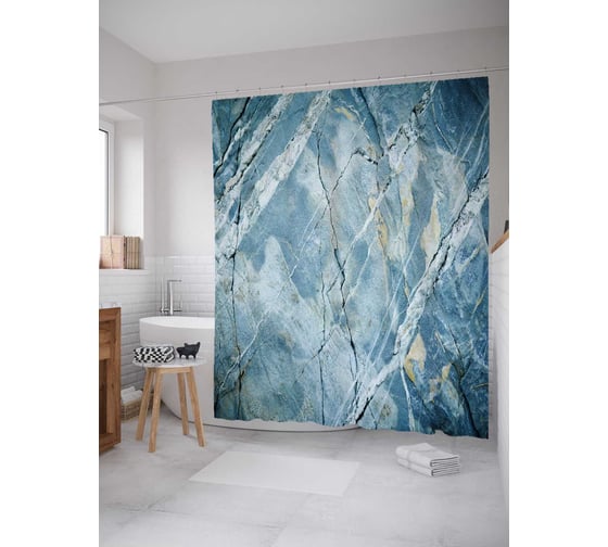 Штора (занавеска) для ванной JoyArty из сатена, 180х200 см с крючками sc_37005 1