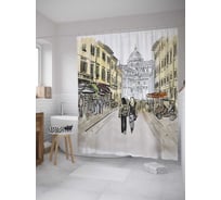 Штора (занавеска) для ванной JoyArty "Прогулки по городу" из сатена, 180х200 см с крючками, sc_32363