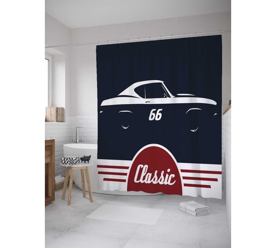 Штора (занавеска) для ванной JoyArty из сатена, 180х200 см с крючками sc_36345