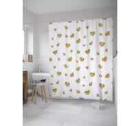 Штора (занавеска) для ванной JoyArty "Сердца из пайеток" из сатена, 180х200 см с крючками, sc_33804