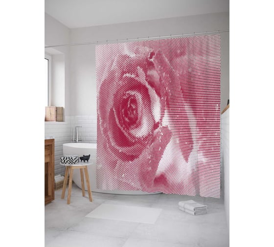 Штора (занавеска) для ванной JoyArty из сатена, 180х200 см с крючками sc_35520 1