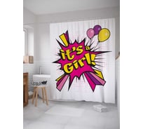 Штора (занавеска) для ванной JoyArty из сатена, 180х200 см с крючками sc_35093