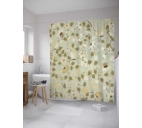 Штора (занавеска) для ванной JoyArty "Березовые ветки" из сатена, 180х200 см с крючками, sc_33084