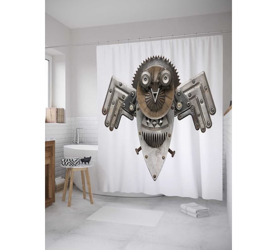 Штора (занавеска) для ванной JoyArty из сатена, 180х200 см с крючками sc_36277