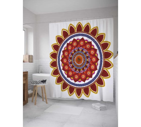 Штора (занавеска) для ванной JoyArty из сатена, 180х200 см с крючками sc_36111